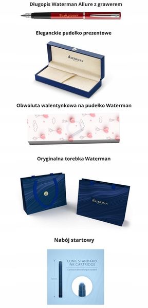 Pióro wieczne Waterman Allure czerwone z grawerem - Prezent na Walentynki zdjęcie 10
