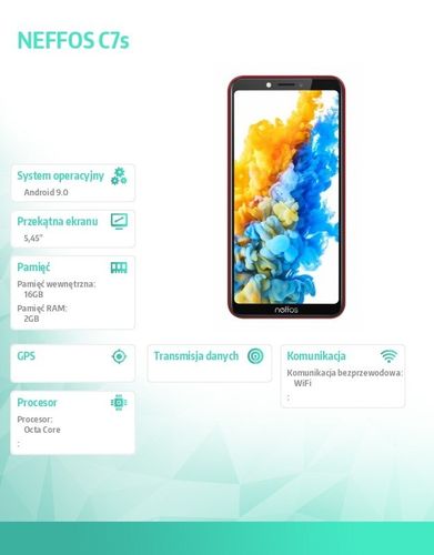 Smartfon NEFFOS C7s czerwony na Arena.pl