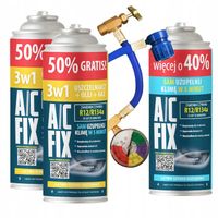 AC FIX 2xUszczelniacz 3w1 R134a+50% + 1xGAZ R134a+40% +manometr DUŻE PUSZKI