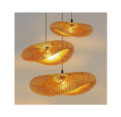 Lampa bambusowa wisząca 38 cm żyrandol dekoracyjna lampa