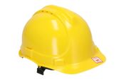 Kask ochronny żółty, 4-punktowy pasek podbródkowy