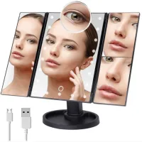 LUSTERKO KOSMETYCZNE PODŚWIETLANE ROZKŁADANE LED