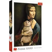 Puzzle dla dzieci i dorosłych z motywem Dama z kotem - Trefl 1000 elementów