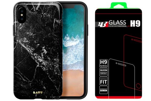 LAUT HUEX ELEMENTS Apple iPhone X - MARBLE BLACK +szkło na Arena.pl
