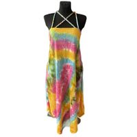 Alcea Rosea Damska Satynowa Sukienka Wielobarwna Rozmiar M