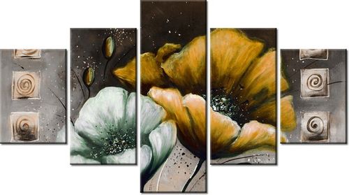 75CM 120 OBRAZ 5 ELEM MALOWANE MAKI ZÓŁCI ŚCIENNY DRUK na Arena.pl