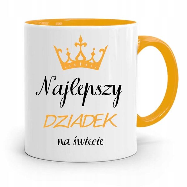 Kubek Żółty Na Dzień Dziadka Najlepszy Dziadek Z Nadrukiem Ze Zdjęciem zdjęcie 1