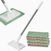 Mop do podłóg płaski z drążkiem do sprzątania 100 cm + 4x wkłady