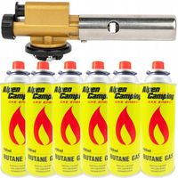 Palnik Gazowy Na Kartusze Mosiężny Metalowy + 6 Gaz Kartusz