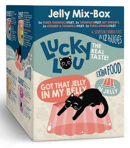 Karma dla kotów bez cukru i zbóż - Lucky Lou Mix smaków w galaretce 12x70g na Arena.pl