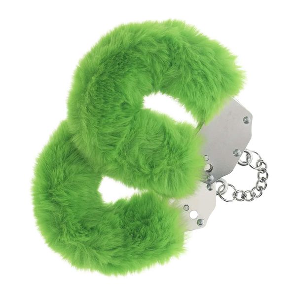 Heavy-Duty Fluffy Handcuffs - Green zdjęcie 1
