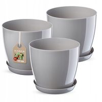 KADAX Zestaw 3x Doniczka Osłonka Szara Połysk 23cm