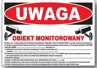 ZI-57 - TABLICA - UWAGA obiekt monitorowany - RODO