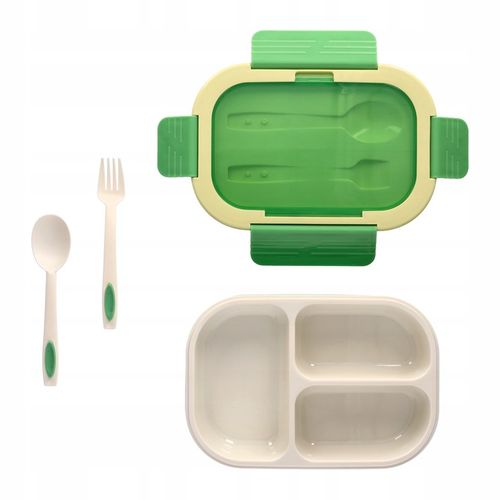 LUNCH BOX ŚNIADANIÓWKA LUNCHBOX 3 PRZEGRÓDKI SZTUĆCE POJEMNIK BOX DO SZKOŁY na Arena.pl