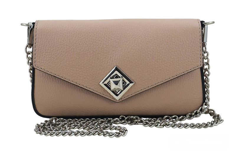 Modna torebka skórzana włoska - Różowe pudrowe zdjęcie 1