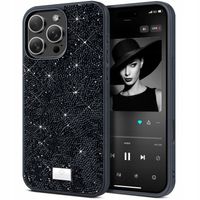 ETUI PLECKI Z DIAMENCIKAMI DO IPHONE 14 CZARNE MINI KRYSZTAŁKI BLING&CO