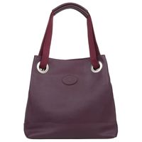 VERA PELLE torebka skórzana shopper z parcianymi rączkami na ramię V528 c.bordowa