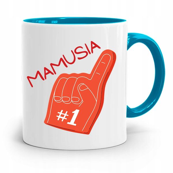 Kubek Błękitny Dla Mamy Mama Numer Jeden Z Nadrukiem Ze Zdjęciem zdjęcie 1