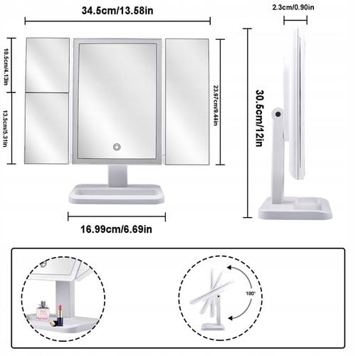 Podswietlane Lusterko do Makijazu LED Kosmetyczne na Arena.pl