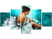 OBRAZ BALETNICA TURKUSOWYM TLE