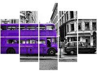 105CM 150CM OBRAZ 5 ELEM FIOLETOWY LONDYŃSKI AUTOBUS DRUK