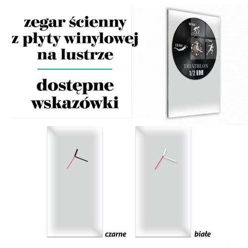 Zegar Ścienny z płyty winylowej na lustrze TRIATHLON - 1 41 wzorów 29x59 cm na Arena.pl