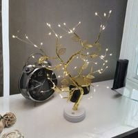 DRZEWKO LAMPKA BONSAI LED 50 CM ZŁOTE LISTKI LIŚCIE ŚWIECĄCE USB OZDOBA