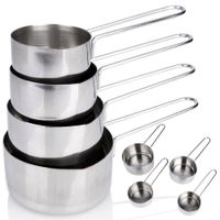 4x Miarki Kuchenne Stalowe Nierdzewne Kubki Łyżki do Odmierzania Produktów