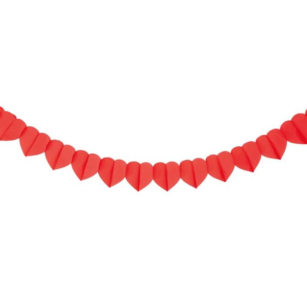 Girlanda papierowa serca czerwona, 200 cm zdjęcie 1