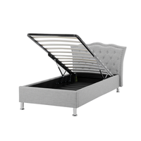 Łóżko z pojemnikiem tapicerowane 90 x 200 cm szare METZ