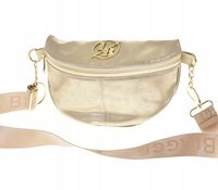 Laura Biaggi - nerka saszetka listonoszka złoty przetarcia JP70