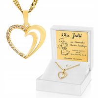 ZŁOTE serce 585 łańcuszek prezent na CHRZEST Pamiątka chrztu + GRAWER