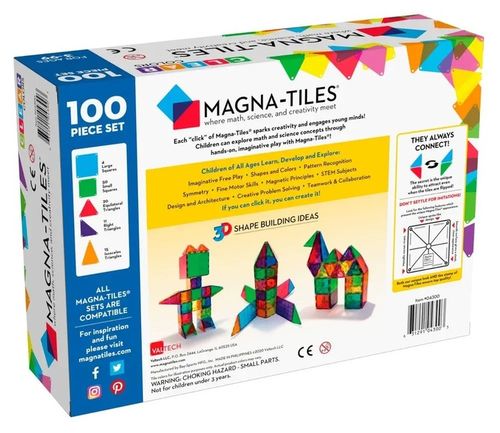 MAGNA TILES Klocki Magnetyczne Konstrukcyjne Classic 100 elementów na Arena.pl
