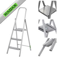 KADAX Drabina Stalowa 3 Stopniowa Uniwersalna Jednostronna Składana Domowa