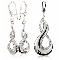 SREBRNY KOMPLET Z CYRKONIAMI PRÓBA SREBRA 925 ÓSEMKI