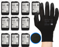 rękawice robocze mercator tech black+black pu - m - 120 par