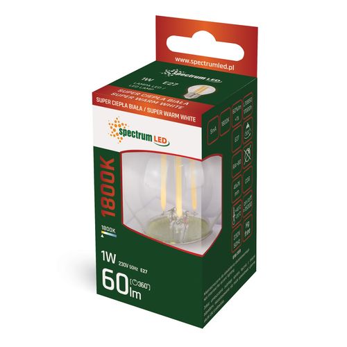 LED KULKA E-27 230V 1W COG 1800K CLEAR SPECTRUM na Arena.pl