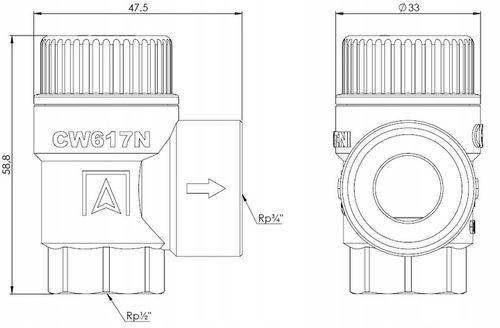 ZAWÓR BEZPIECZEŃSTWA DO INSTALACJI CWU ZASOBNIKA 6 BAR 1/2'' x 3/4" GW na Arena.pl