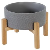 Stylowa miska ceramiczna dla psa na stojaku Zolux Keramo Solo szara 700ml