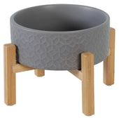 Stylowa miska ceramiczna dla psa na stojaku Zolux Keramo Solo szara 700ml