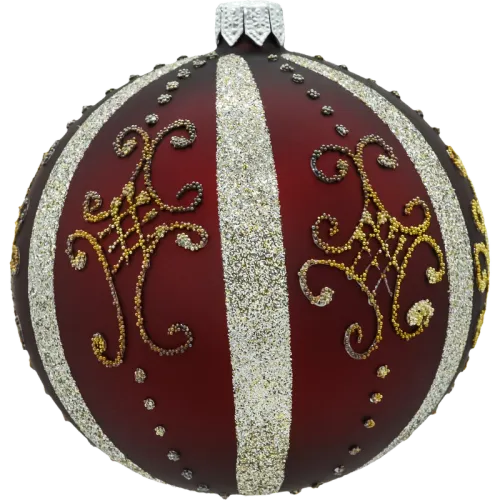 Bombka czerwona z eleganckimi srebrnymi zdobieniami na Arena.pl