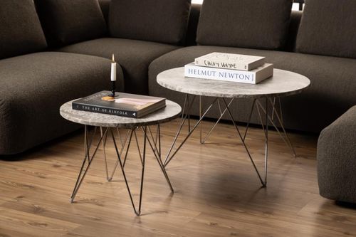 Stolik kawowy Prunus 55cm marmur szary/chrom na Arena.pl