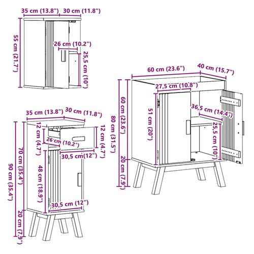 Zestaw Mebli Łazienkowych 3 pcs Brązowy 114 x 43 x 73.5 cm na Arena.pl