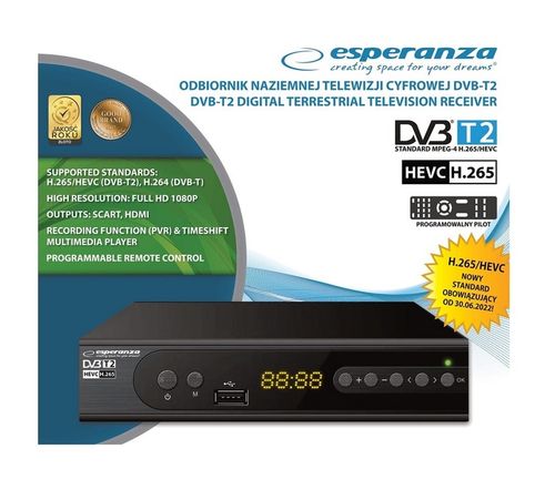 Tuner DVB-T2 Esperanza EV106P na Arena.pl