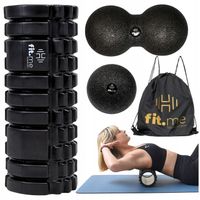 ZESTAW ROLLER Z WYPUSTKAMI PIANKOWY PIŁKA DOUBALL PODWÓJNY DO MASAŻU CZARNY