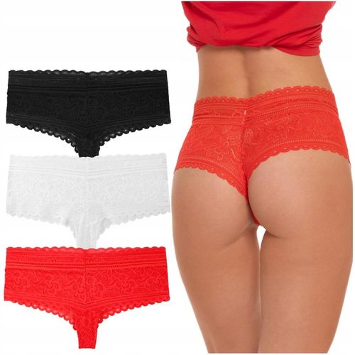 3x Figi Damskie Koronkowe Wygodne Bikini Majtki Wysoki Stan Szorty MORAJ XL na Arena.pl