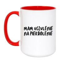 KUBEK "MAM UCZULENIE NA PIERDOLENIE" Wzór - Duży Biało-Czerwony 450 ml