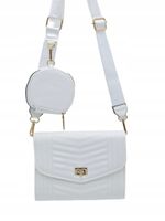 Victoria J. - torebka listonoszka portfelik przeszycia biały VJ-957