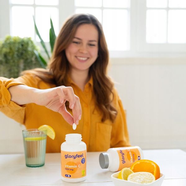 WITAMINA C 1000mg KWAS ASKORBINOWY odporność vegan 200 tabletek gloryfeel zdjęcie 4