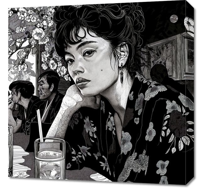 Obraz 60x60cm Czarne Kimono zdjęcie 1